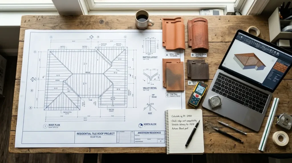 Architectural planning for tile roofing