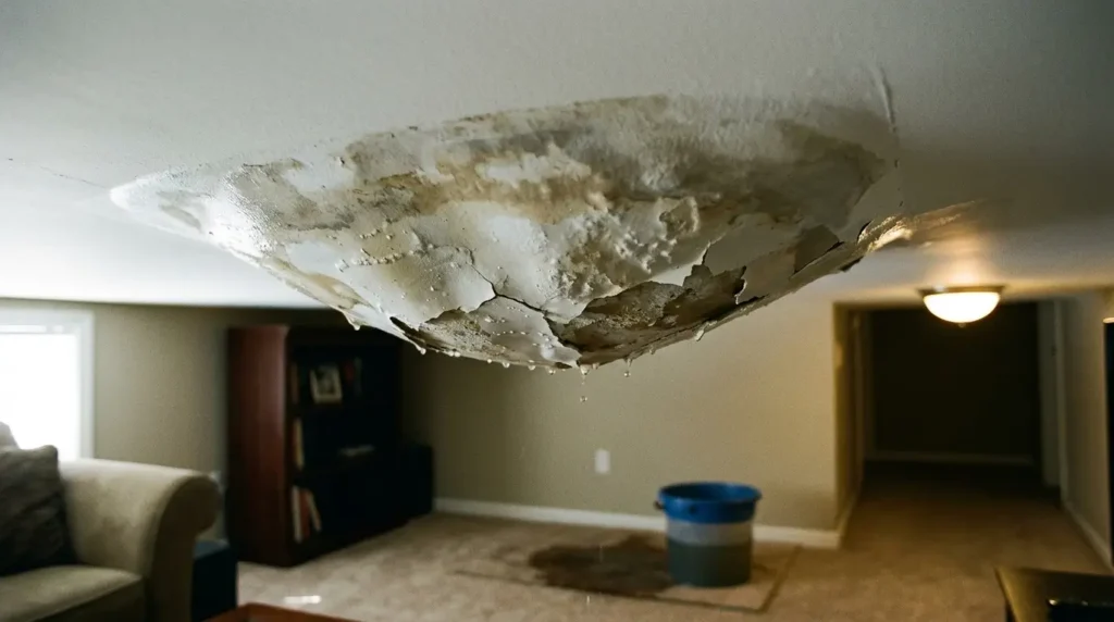 Ceiling sagging from water