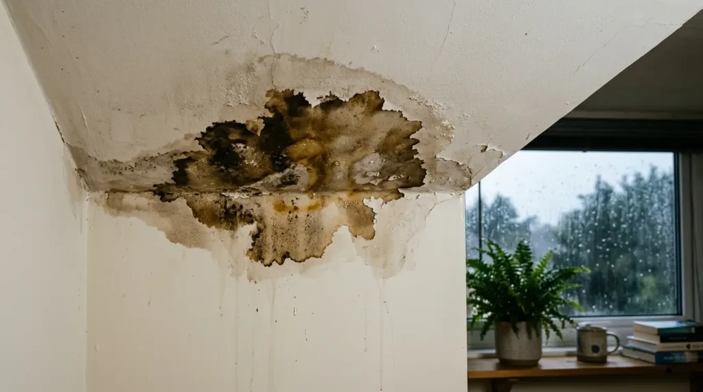 Ceiling stain after rain