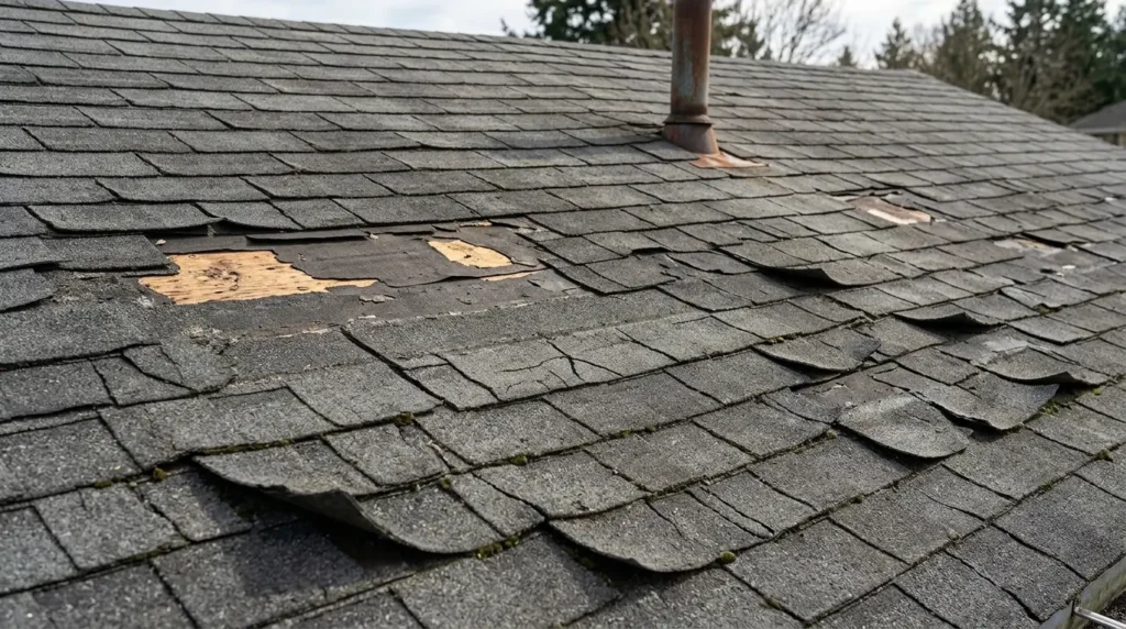 Missing cracked curling shingles