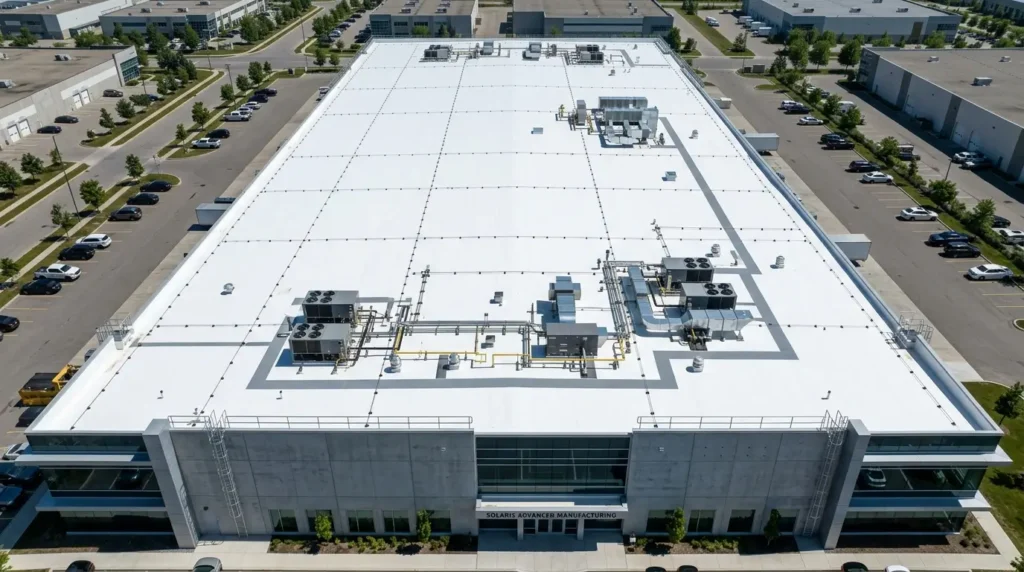 White TPO roofing system building