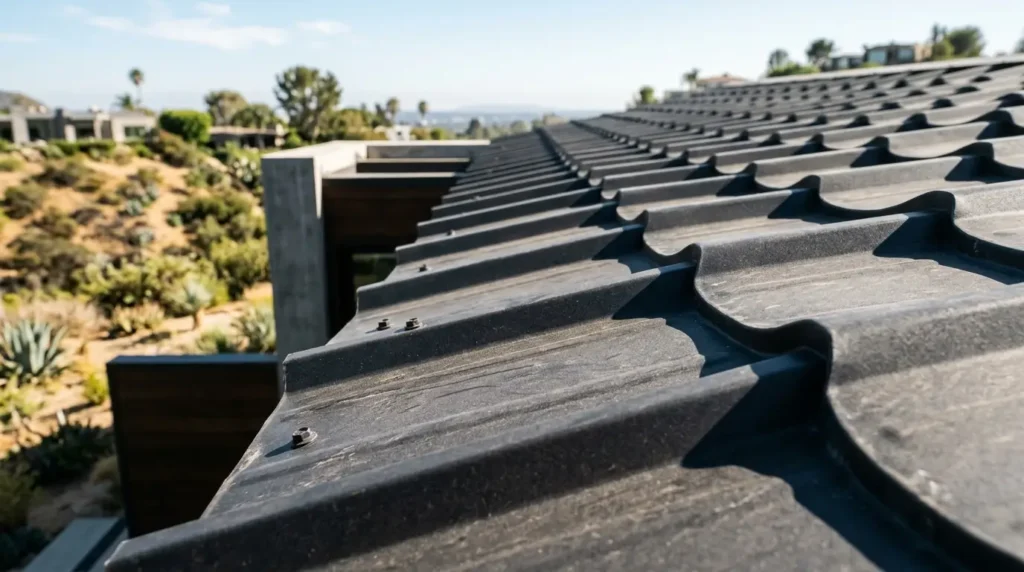 Charcoal corrugated metal roof