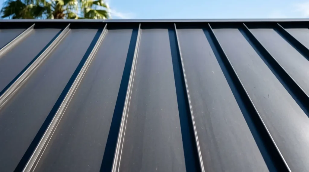 Charcoal metal roof standing seam