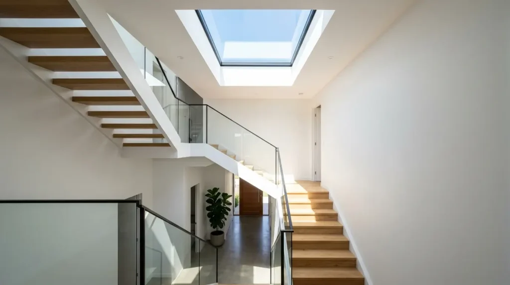Fixed skylight over stairwell