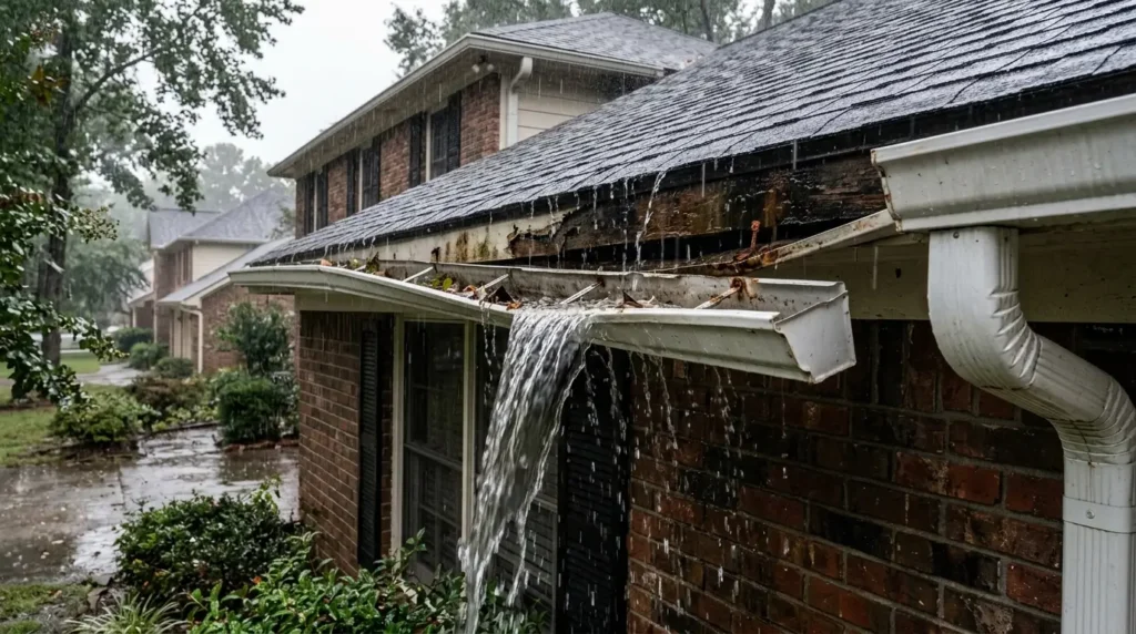 Home showing sagging gutters